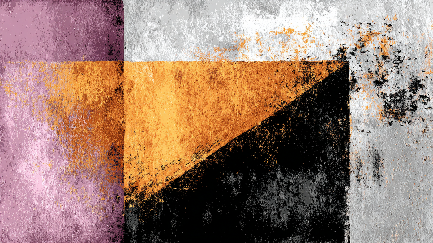 Urban abstract art featuring purple lavender and citrus geometric fragments for Samsung Frame TV and HiSense CanvasTV display