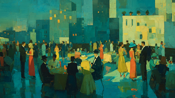 Twilight Rooftop Social Gathering