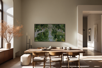Upended Garden Baselitz-inspired inverted foliage displayed on Samsung Frame TV - 4K digital download featuring lush upside-down greenery in full sage and eucalyptus palette