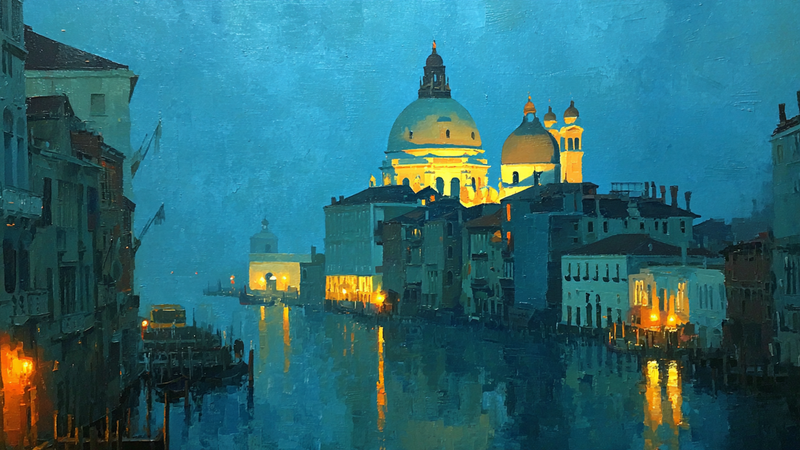 Venice Canal Amber Twilight