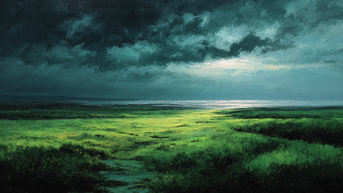 Verdant Fields pastoral landscape art displayed on Samsung Frame TV - 4K digital download featuring sage and eucalyptus green rolling hills with natural moss tones