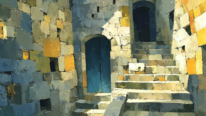 Weathered Limestone Staircase Light