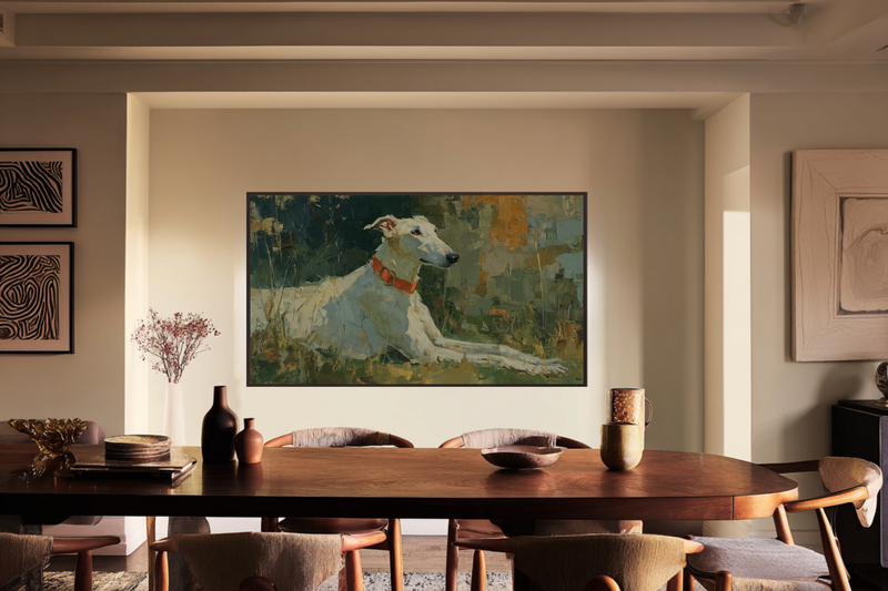 White Borzoi Elegant Repose