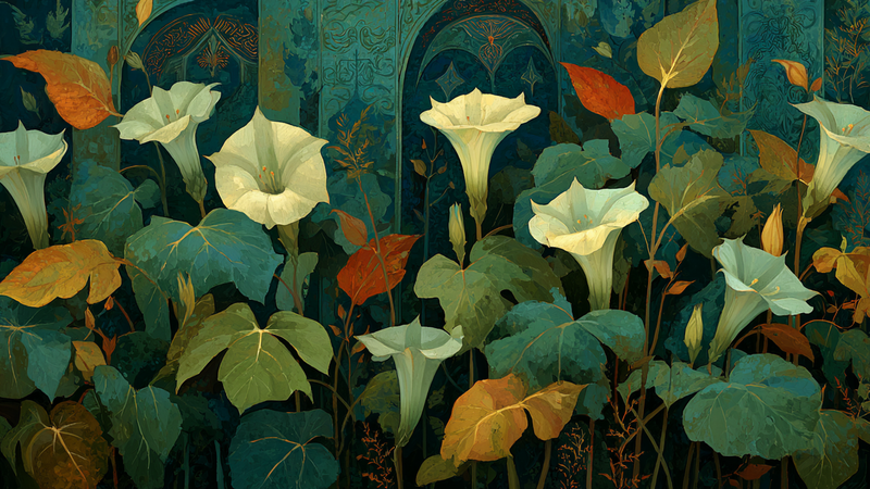 White Datura Midnight Unfurling