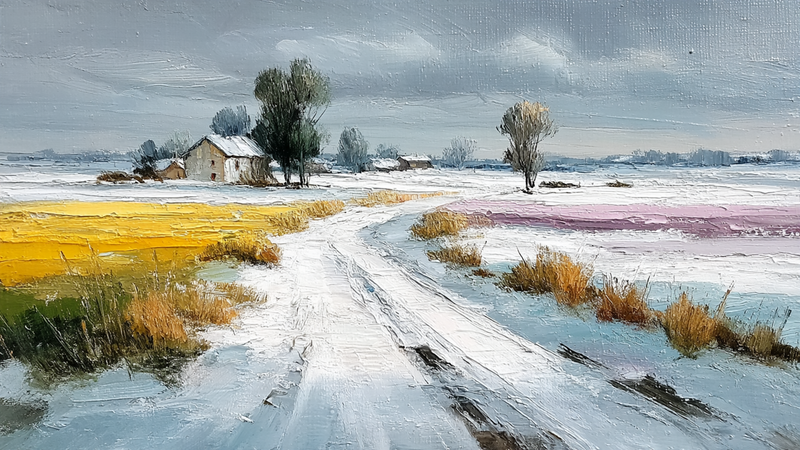 Winter Path Golden Fields