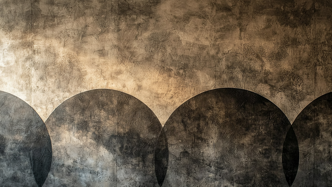Earth-toned semicircles with textured plaster effect – abstract architectural art for Frame TV