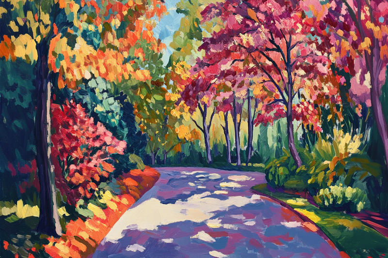 Crimson Walk – Impressionist Autumn Pathway for Samsung Frame TV