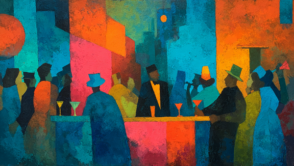 After Hours Set jazz club displayed on Samsung Frame TV - 4K digital download featuring Motley-inspired nightlife scene in citrus and electric palette