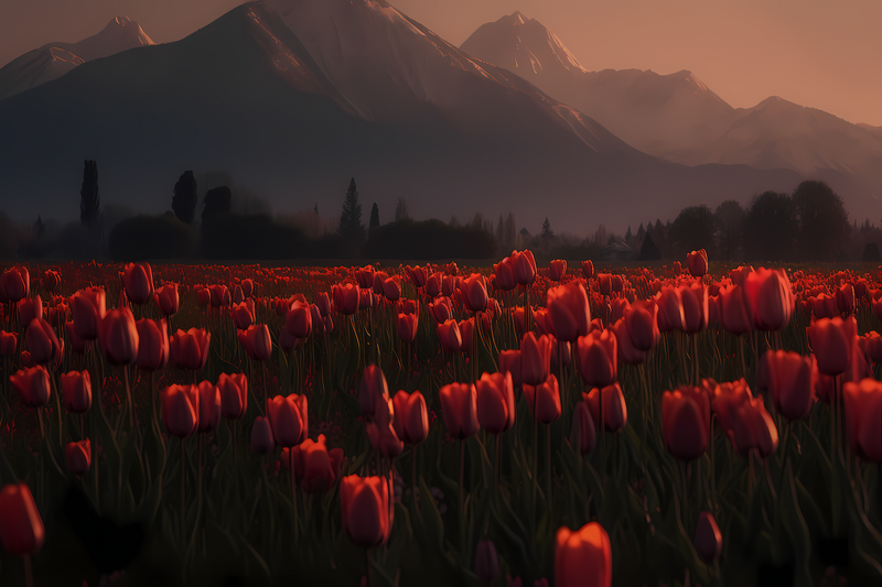 Agassiz Blooms – Majestic Tulip Field at Dusk for Samsung Frame TV | Art For Frame