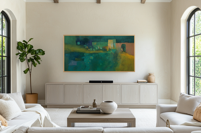 Aquatic Village – Impressionist Landscape for Samsung Frame & HiSense Canvas TV