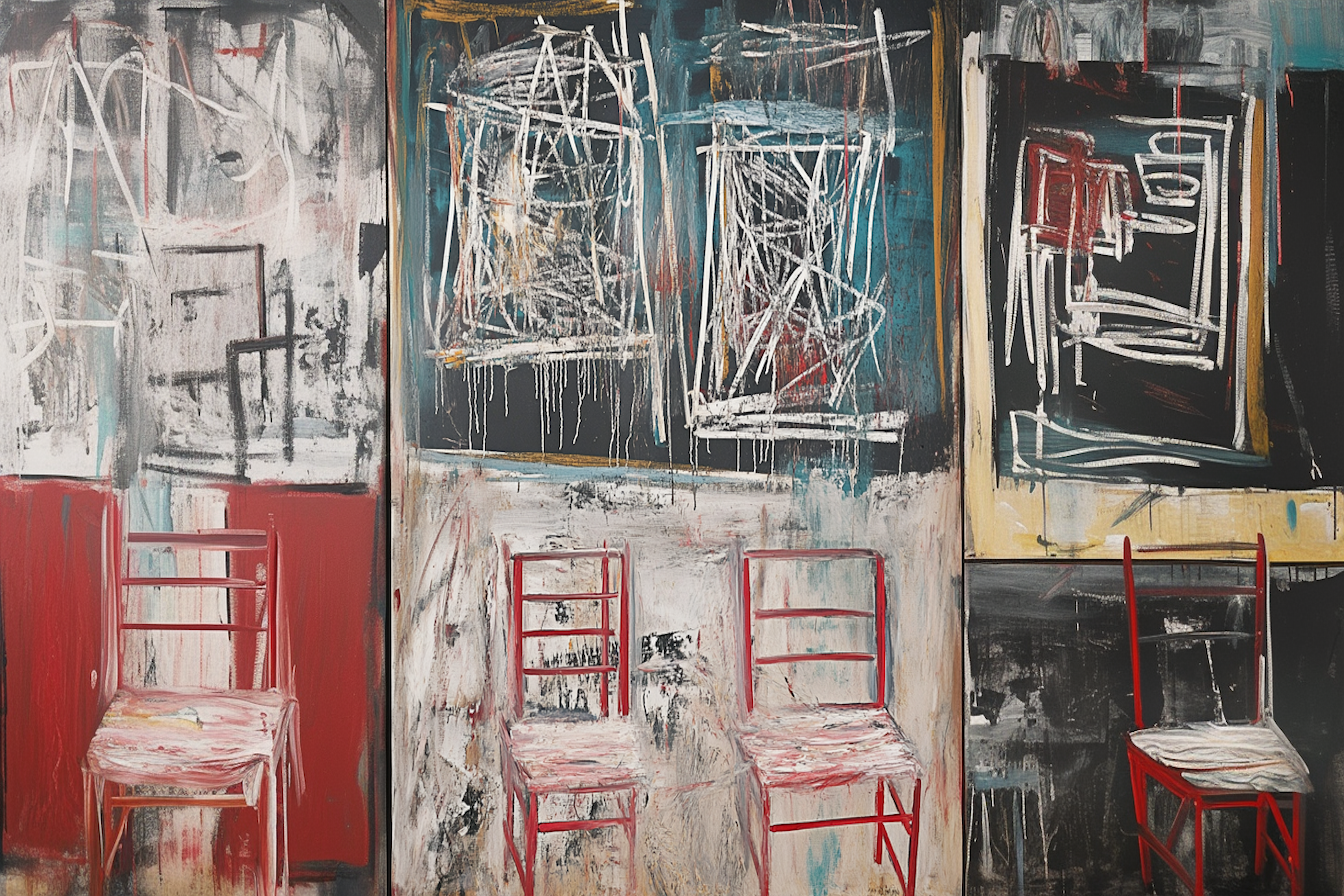 Bold and emotional abstract red chair artwork bringing gallery energy – 4K digital art for Samsung Frame TV