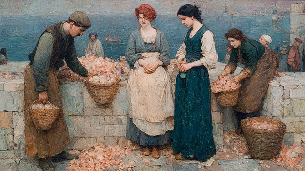 Blush Vineyard Hour intimate vineyard scene displayed on Samsung Frame TV - 4K digital download featuring harvest figures in blush and mauve tones