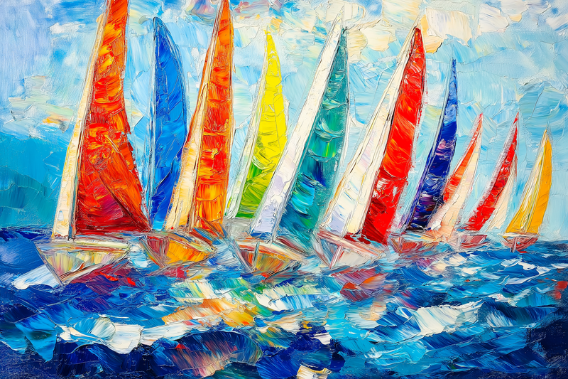 Regatta Rush – Vibrant Impressionist Sailing Art for The Frame TV