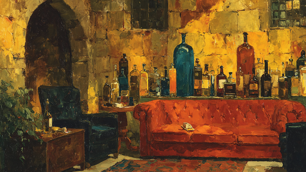 Cigar Lounge Leather Lamplight interior on Samsung Frame TV - 4K digital download featuring warm gentleman's room in burgundy amber and terracotta tones