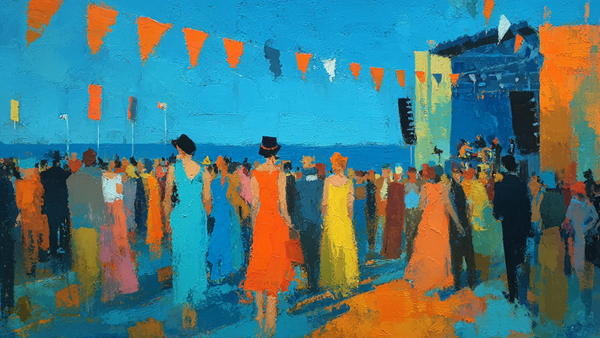 Concert on the Lawn outdoor music scene displayed on Samsung Frame TV - 4K digital download featuring Dufy-inspired crowd