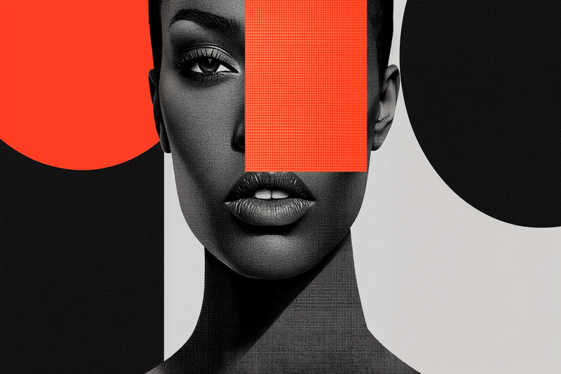 Modern Abstract Portrait – Red and Black Digital Art for Samsung Frame TV