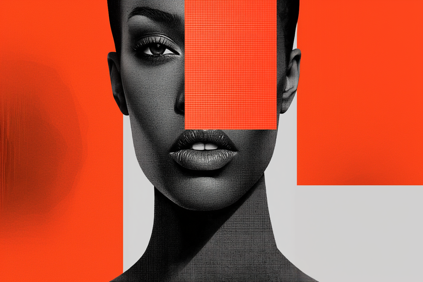 Modern Abstract Portrait – Red and Black Digital Art for Samsung Frame TV