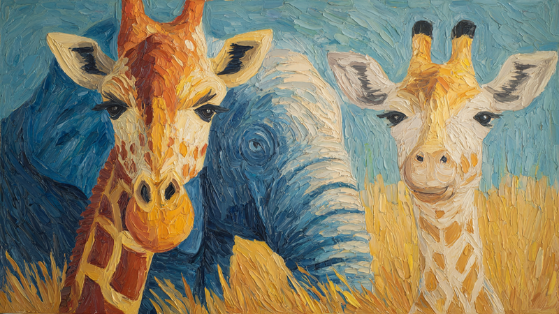 Elephant & Giraffe Friends - Safari Kids Art for Samsung Frame TV