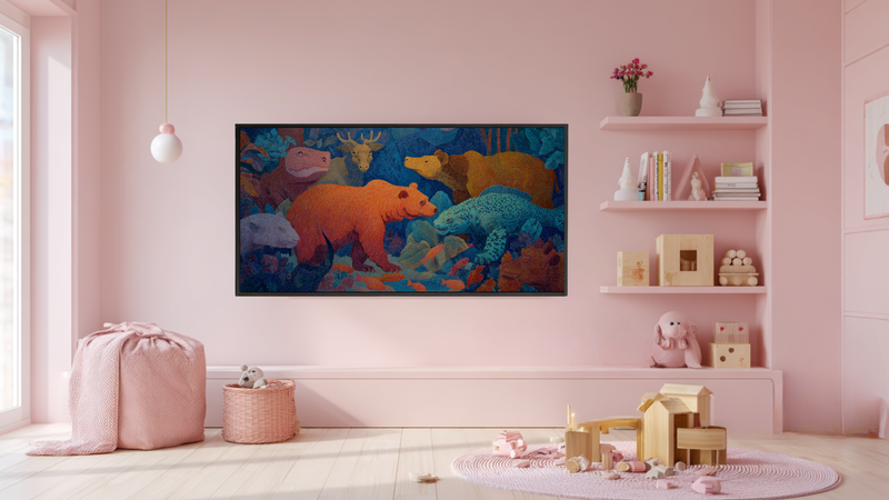 Enchanted Bear Forest - Woodland Kids Art for Samsung Frame TV