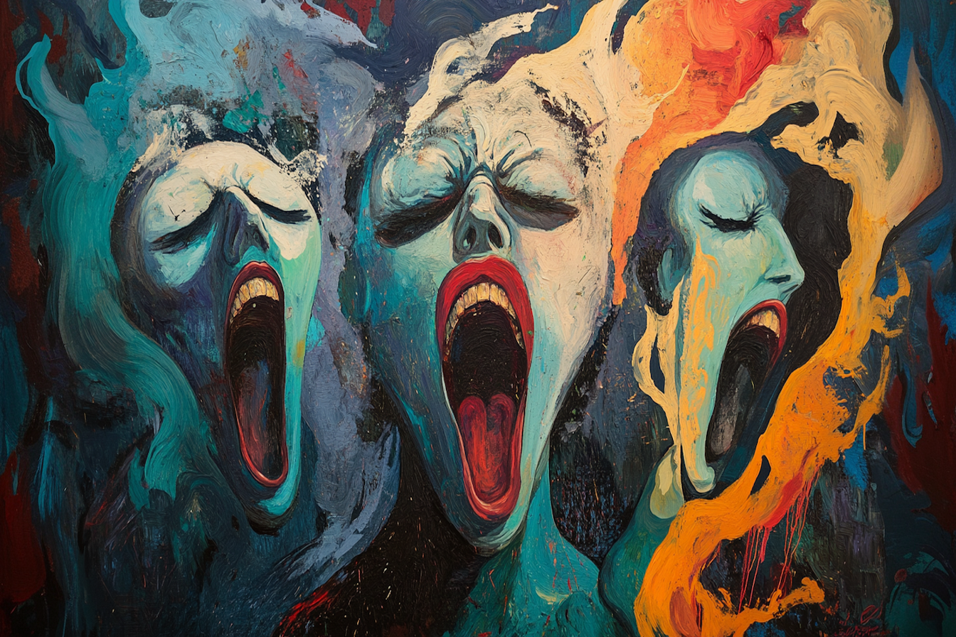 Haunting expressionist fantasy painting with intense emotion – striking 4K digital artwork for Samsung Frame TV