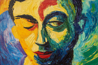 Two emotional expressionist portraits in vibrant style – 4K digital art set for Samsung Frame TV