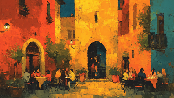 Havana Cafe Amber Afternoon cityscape on Samsung Frame TV - 4K digital download featuring Cuban street scene in warm terracotta and golden afternoon light