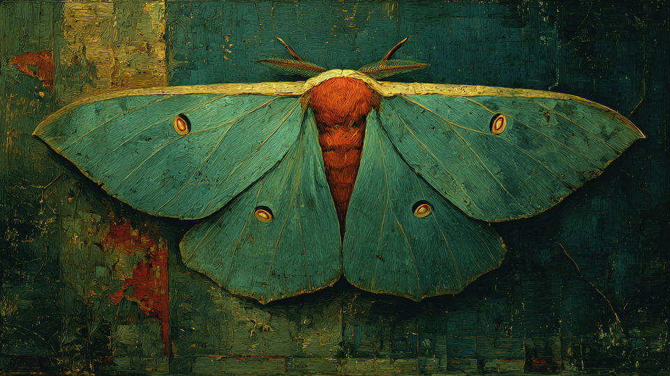 Luna Moth Jade Wings displayed on Samsung Frame TV - 4K digital download featuring pale jade green luna moth against black velvet background in Dutch Golden Age style