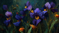 Monkshood Violet Twilight Blooms floral art displayed on Samsung Frame TV - 4K digital download featuring deep purple hooded flowers against dark velvet background