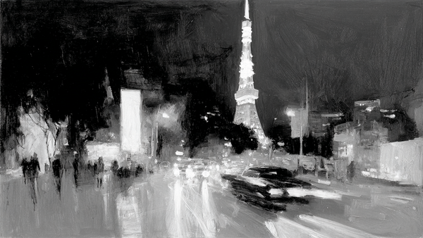 Noir Intersection monochrome urban crosswalk art displayed on Samsung Frame TV - 4K digital download featuring ink and charcoal black and white New York street scene with yellow taxis