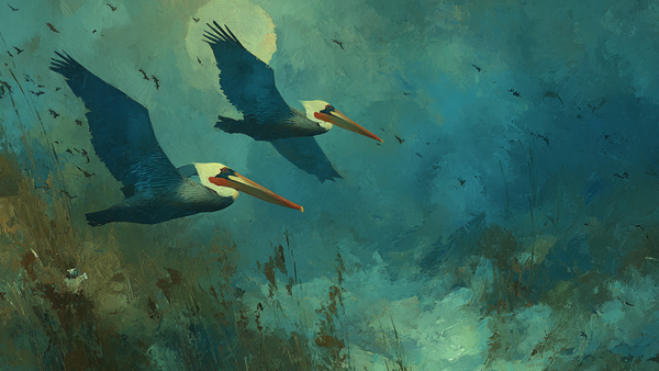 Pelicans Diving Cerulean Shallows wildlife scene on Samsung Frame TV - 4K digital download featuring coastal birds hunting in turquoise tropical waters