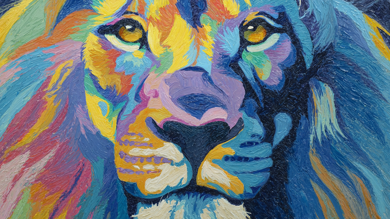 Rainbow Lion King - Colorful Kids Art for Samsung Frame TV