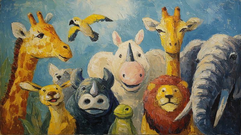 Safari Animal Parade - Wildlife Kids Art for Samsung Frame TV