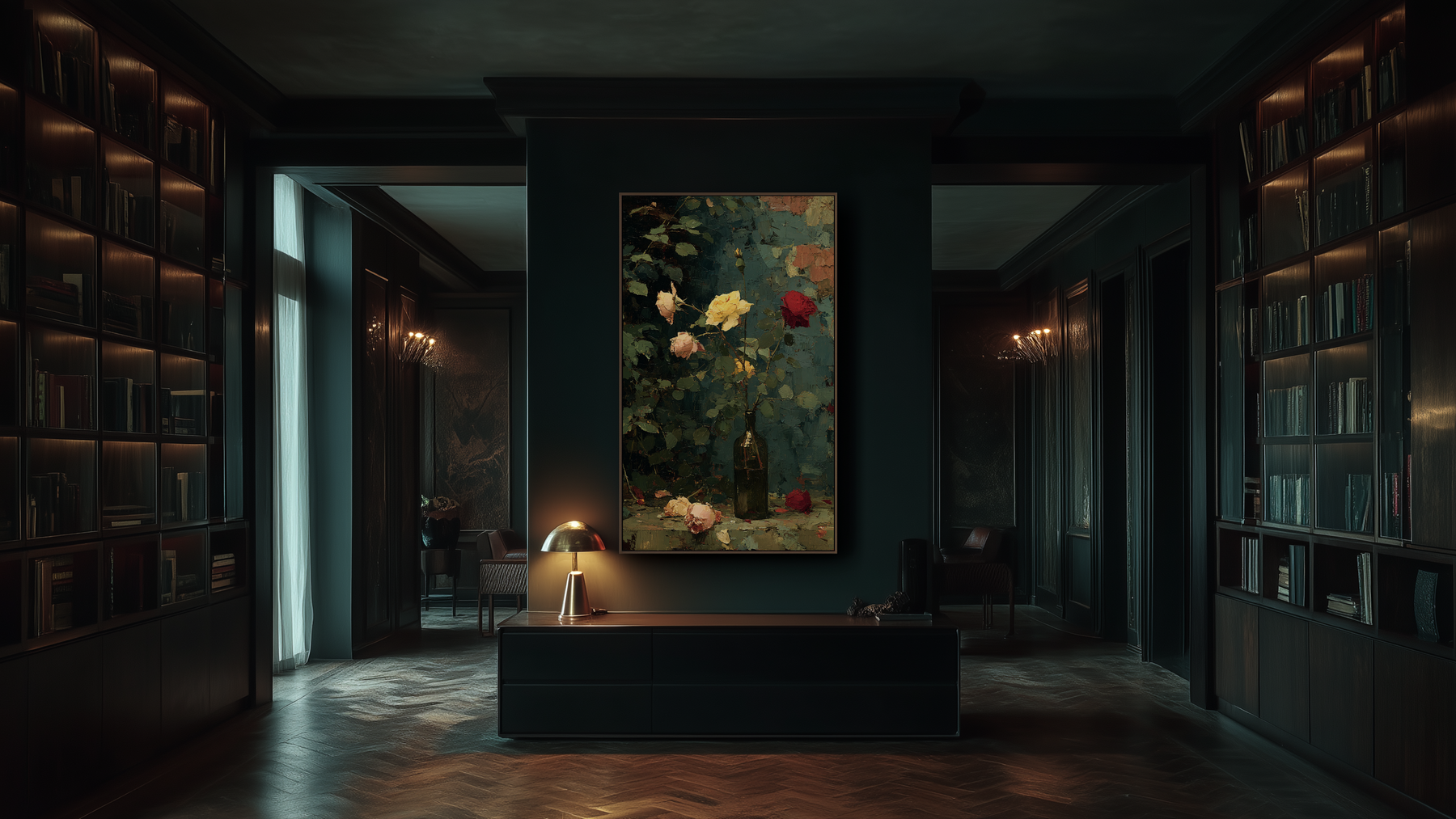 Vertical Frame TV art displayed in a refined interior