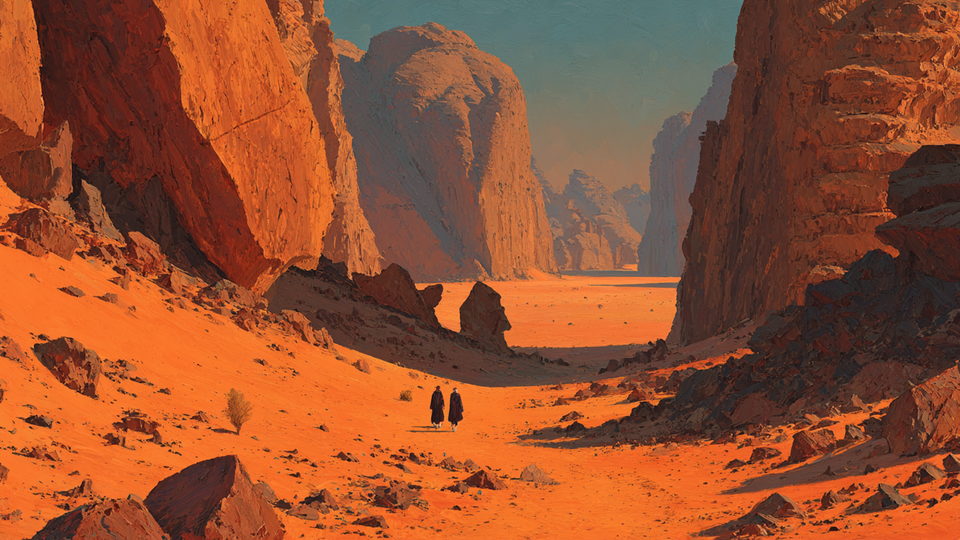 Wadi Rum Sienna Formations landscape on Samsung Frame TV - 4K digital download featuring Jordan desert rock formations in warm amber and terracotta afternoon light