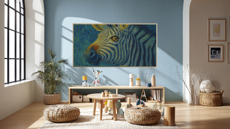 Whimsical Zebra Zoo - Safari Kids Art for Samsung Frame TV